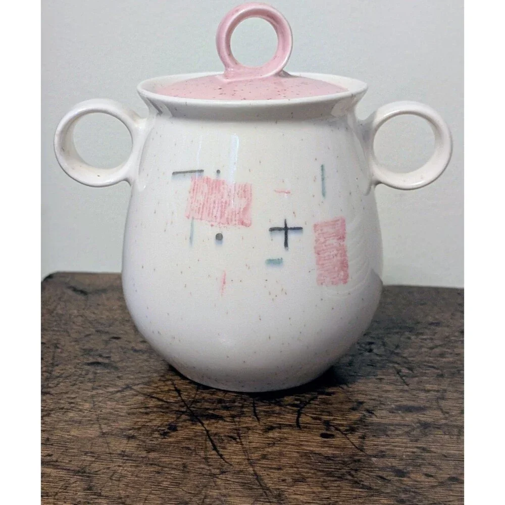 Vintage Vernon Ware Tickled Pink 9-Piece Lot - Mid-Century Modern Atomic Pink